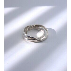 Vintage .925 Sterling Silver Three Band Rolling Band Ring Size 8